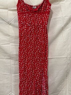 Aeropostale Red Floral Sundress with Smocked Bodice